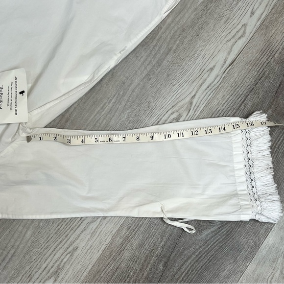 Tory Burch Sophie Fringe-Trim Bell Sleeve Top White Size 6 Designer Cloud Dancer - Picture 14 of 15